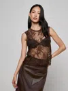 L'agence Brax Floral Lace Tank In Brown