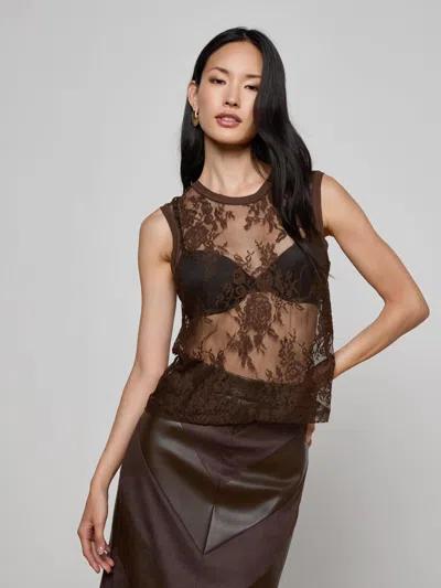L'agence Brax Floral Lace Tank In Brown