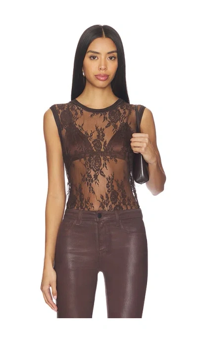 L'agence Brax Lace Muscle Tank Top In Brown