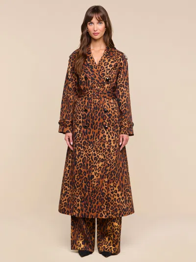 L'agence Brinley Oversized Trench Coat In Tan Multi Javan Leopard