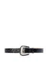 L'agence Brisa Croc-effect Belt In Black