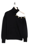 L'agence Brixie Cutout Shoulder Turtleneck Sweater In Black