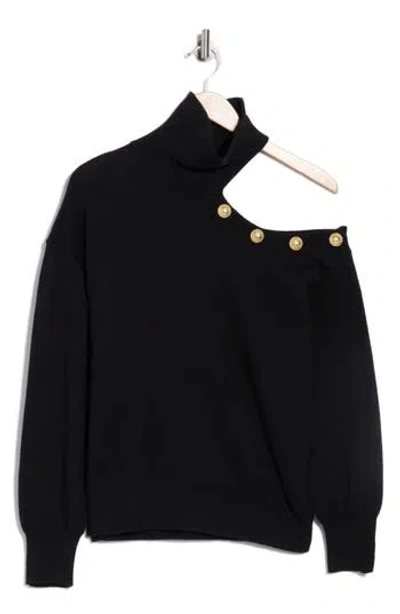 L'agence Brixie Cutout Shoulder Turtleneck Sweater In Multi