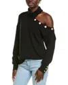 L'agence Brixie One-shoulder Turtleneck Wool-blend Sweater In Black
