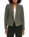 L'agence Brooke Double-breasted Crop Blazer In Green