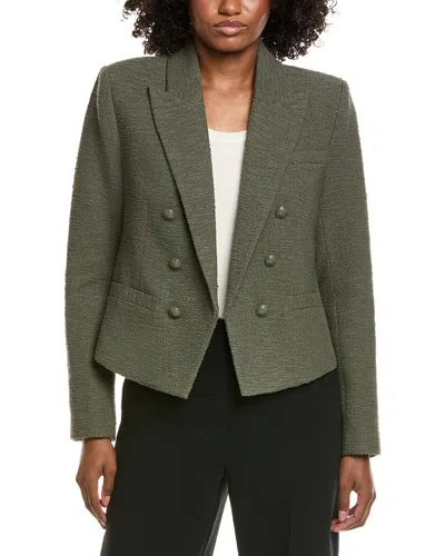 L'agence Brooke Double-breasted Crop Blazer In Green