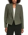 L'agence Brooke Double-breasted Crop Blazer In Green