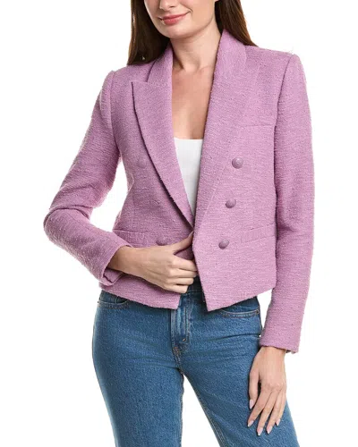 L'agence Brooke Double-breasted Crop Blazer In Purple