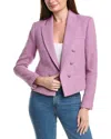 L'agence Brooke Double-breasted Crop Blazer In Purple