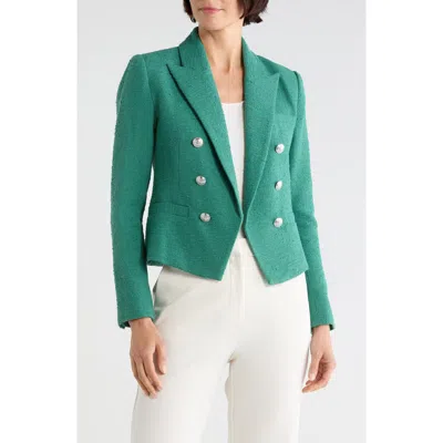 L'agence Brooke Double Breasted Crop Cotton Blend Blazer