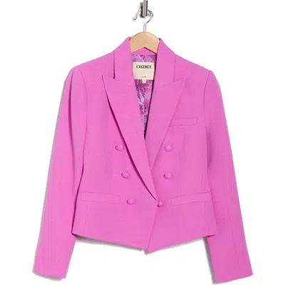 L'agence Brooke Texture Double Breasted Crop Blazer In Pink