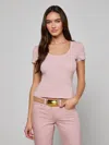 L'agence Brynlee Scoopneck Tee In Pink