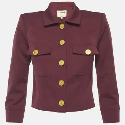 Pre-owned L'agence Burgundy Twill Cropped Fitted Kumi Jacket S