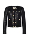 L'agence Deidra Leather Collarless Jacket In Black