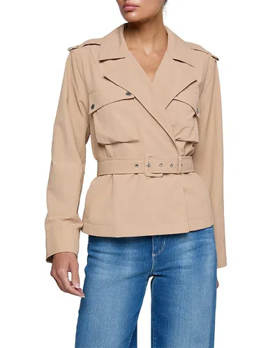 L'agence Calida Short Windbreaker Trench Jacket In Neutral