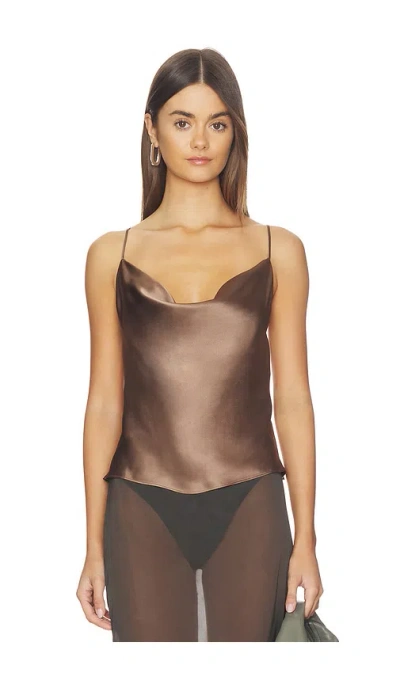L'agence Calista Cowl Neck Cami Top In Brown