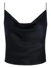 L'agence Calista Cowl-neck Satin Top In Black