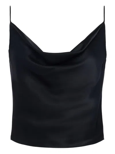 L'agence Calista Cowl-neck Satin Top In Black