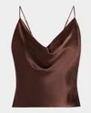 L'agence Calista Cowl-neck Silk Camisole In Brown