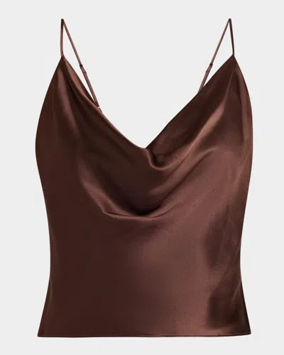 L'agence Calista Cowl-neck Silk Camisole In Brown