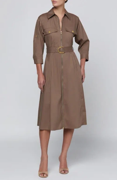 L'agence Callen Midi Shirt Dress In Neutral