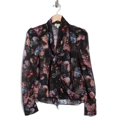 L'agence Cambria Floral Tie Neck Silk Top In Multi