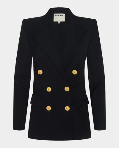 L'agence Cambrie Oversized Double-breasted Blazer In Black
