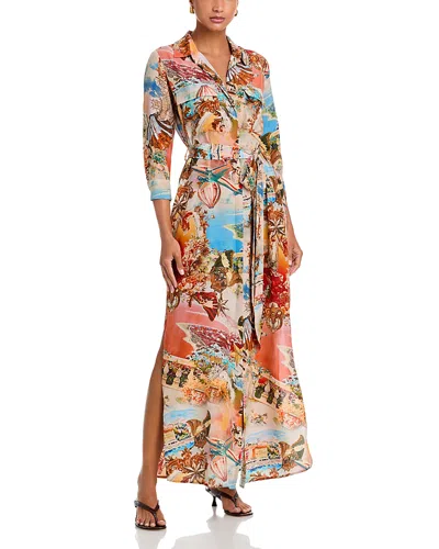 L'agence Cameron Silk Long Shirt Dress In Multi