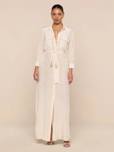 L'agence Cameron Silk Shirt Dress In White
