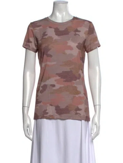 Pre-owned L'agence Camouflage Print Crew Neck T-shirt W/ Tags In Neutrals/pink