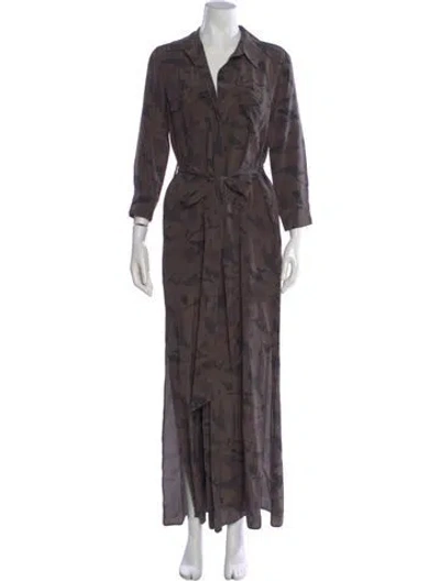 Pre-owned L'agence Camouflage Print Long Dress In Multi