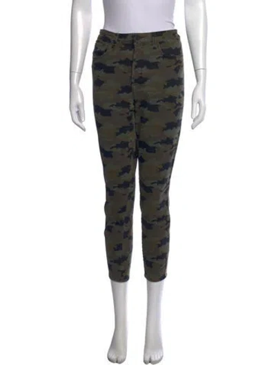 Pre-owned L'agence Camouflage Print Skinny Leg Pants In Green