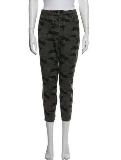 Pre-owned L'agence Camouflage Print Straight Leg Pants In Green