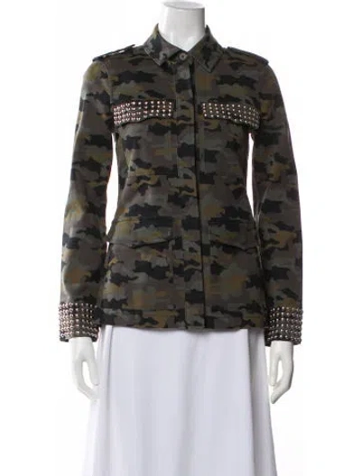 Pre-owned L'agence Camouflage Print Utility Jacket In Green