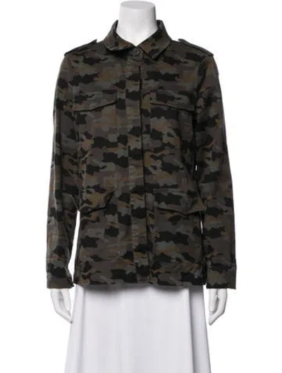 Pre-owned L'agence Camouflage Print Utility Jacket In Green