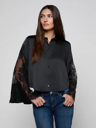 L'agence Capri Lace Sleeve Blouse In Blue