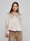 L'agence Capri Lace Sleeve Blouse In Gray