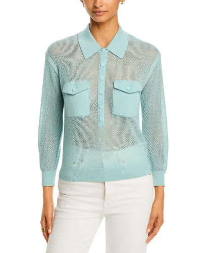 L'agence Carine Pointelle Collared Sweater In Blue