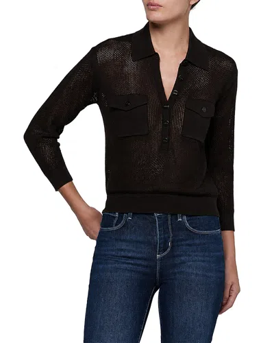 L'agence Carine Pointelle Collared Sweater In Black