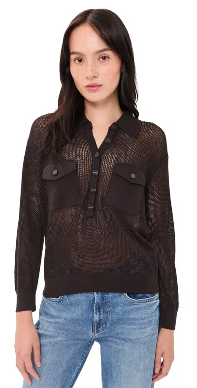 L'agence Carine Pointelle Collared Sweater Coffee Bean