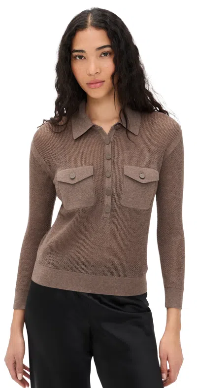 L'agence Carine Pointelle Collared Sweater Mushroom In Brown