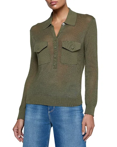 L'agence Carine Pointelle Collared Sweater In Smokey Olive