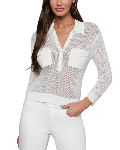 L'agence Carine Pointelle Collared Sweater In White