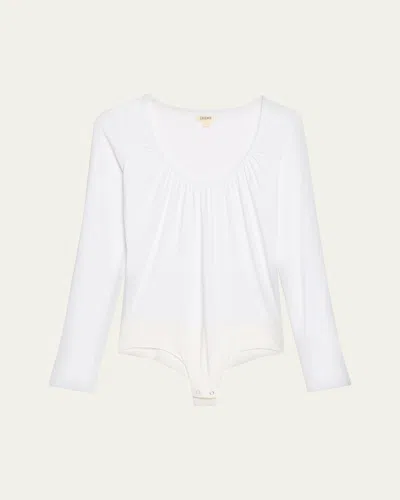 L'agence Cassandra Ruched Bodysuit In White