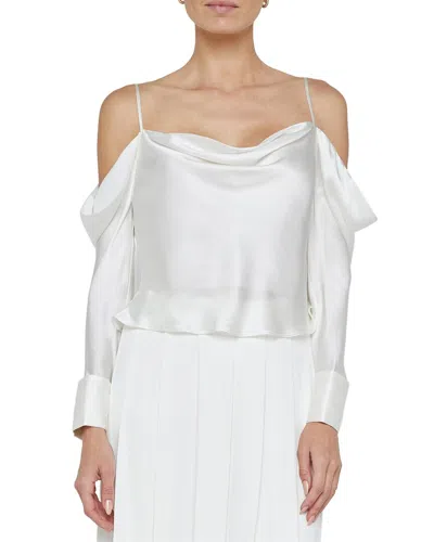 L'agence Lagence Cavallo French Cuff Silk Top In White