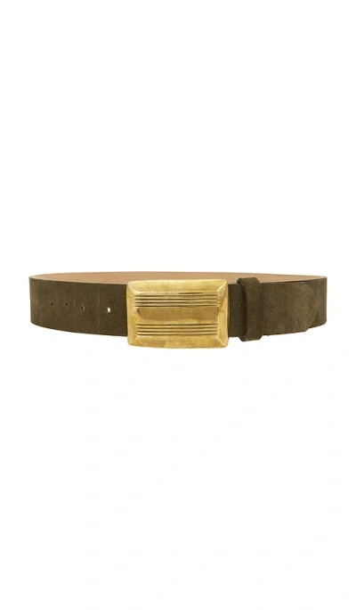 L'agence Cebo Grooved Rectangular Belt In Olive
