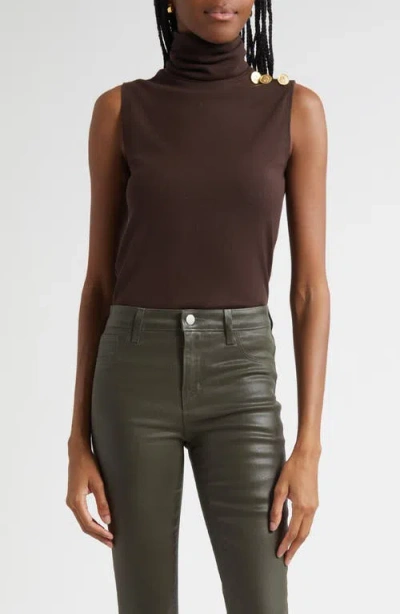 L'agence Ceci Sleeveless Turtleneck Sweater In Brown