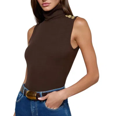 L'agence Ceci Sleeveless Turtleneck Top In Coffee Bean In Multi