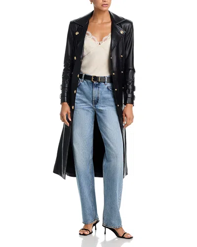 L'agence Celina Leather Trench Coat In Black