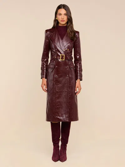 L'agence Celina Trench Coat In Dark Port Croc